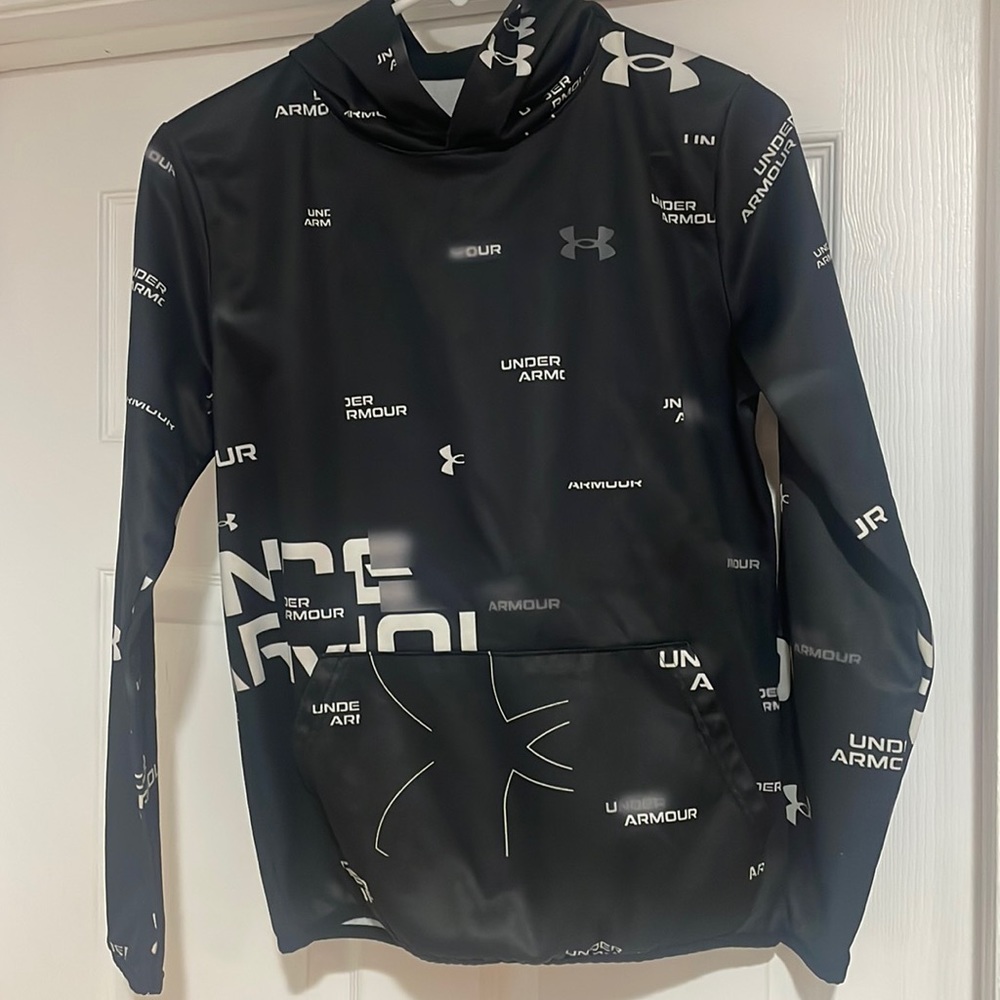 Under Armour, Loose Fit, YLG, Hoodie, Black and White